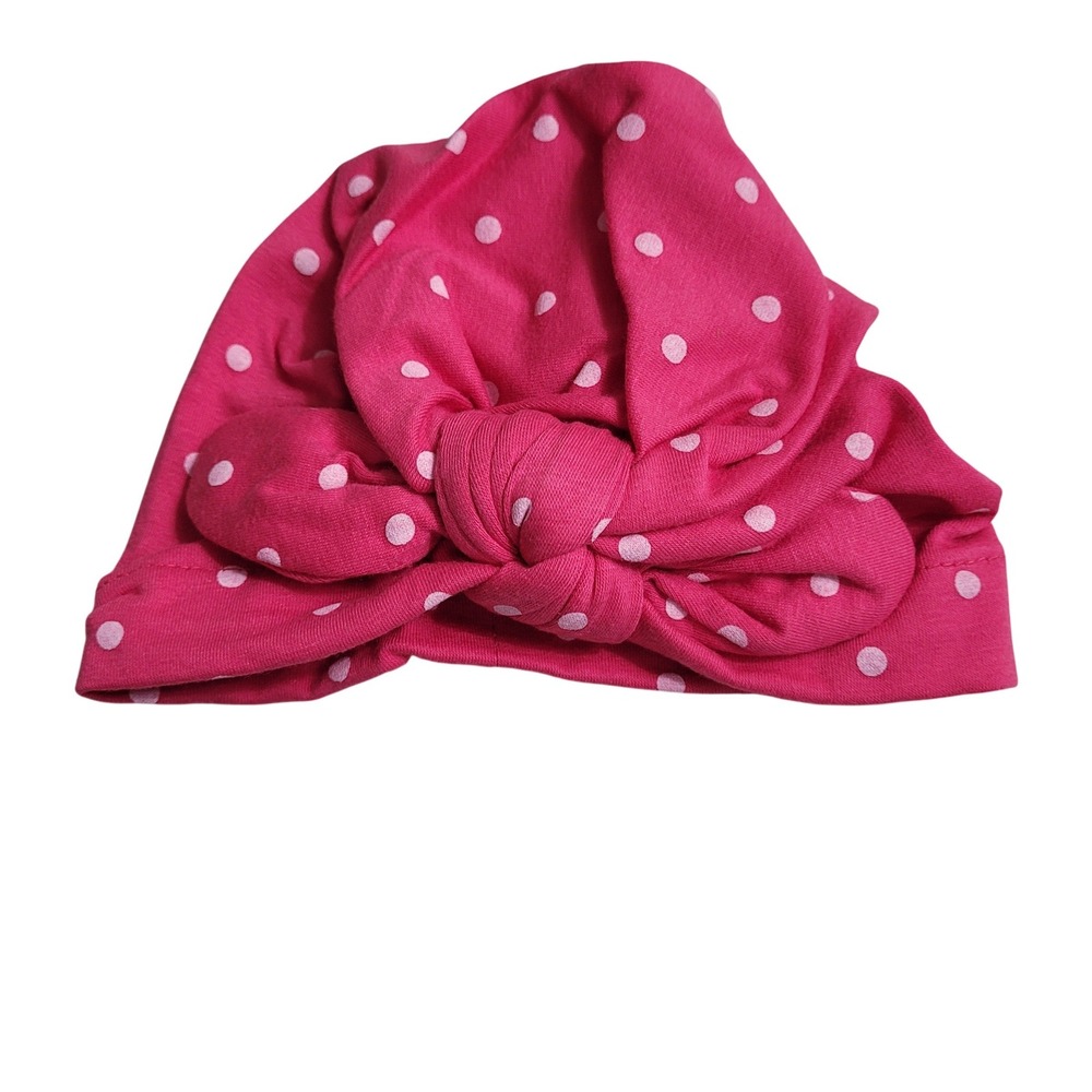 Unbranded Turban Hat Kids OS Pink Polka Dot Like New Knot Front Accessory